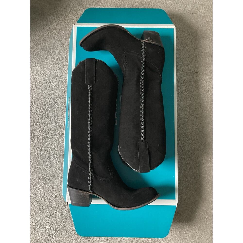 Lane Plain Jane Suede Tall Black Western Boot - Round Toe - LB0350P Womens 10.5